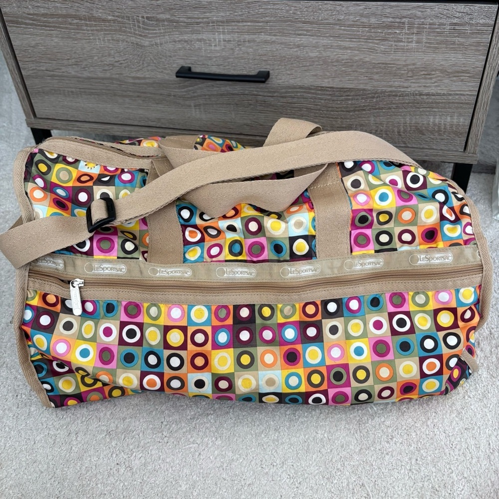 LeSportsac Multicolor Geometric Duffle Travel Bag